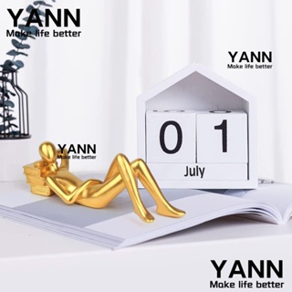 Yann1 ฟิกเกอร์เรซิ่น รูปปั้นอ่านหนังสือ สไตล์มินิมอล สีทอง ทนทาน สําหรับตกแต่งบ้าน ห้องนอน