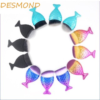 Desmond 3 ชิ้น / เซต แปรงแต่งหน้า ปัดแก้ม หน้า แป้ง รูปทรงนางเงือก สีสันสดใส แปรงแต่งหน้า ขนแปรงนุ่ม หัวแบน กลม ของเหลว รองพื้น แปรงเครื่องสําอาง