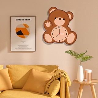 [Daily preference] cartoon cute childrens room decoration wall hanging bear baby clock kindergarten living room studio silent wall clock 8/21