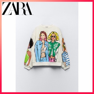 Zara เสื้อกันหนาว พิมพ์ลาย แฟชั่นฤดูใบไม้ร่วง สําหรับผู้หญิง