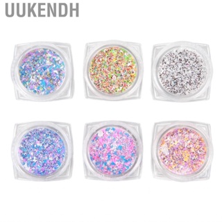 Uukendh Glitter Dust Sand  Shining Sugar Effect DIY Portable Delicate 6 Box Decoration Unique for Salon Nail Artist