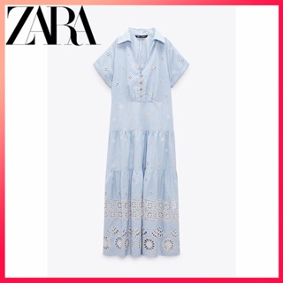 Zara ใหม่ ชุดเดรสเชิ้ต ปักลาย สําหรับผู้หญิง