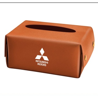 Mitsubishi LOGO tissue box ASX EVO Outlander Pajero LANCER EVOLUTION car seat rear hanging leather material drawer box sun visor storage box