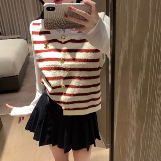 WDL1 CEL 23 autumn and winter New letter embroidery logo decorative design striped knitted vest casual fashion all-match women