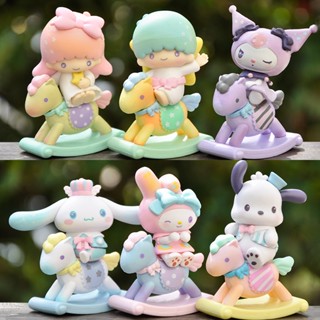 ของเล่นตุ๊กตาการ์ตูน Sanrio Kuromi Cinnamoroll Melody Shake Horse Series น่ารัก สําหรับตกแต่งเค้ก 6 ชิ้น ต่อชุด