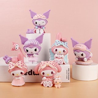 6 ชิ้น / เซต การ์ตูน Sanrio Kuromi Melody เด็กผู้หญิง วันเกิด เบเกอรี่ Plugin ชุดนอนน่ารัก เบเกอรี่ เค้ก ตกแต่งท็อปเปอร์ ตุ๊กตาตกแต่ง