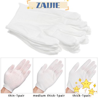 Zaijie24 ถุงมือผ้าฝ้าย สีขาว คุณภาพสูง สําหรับทําสวน 1 คู่