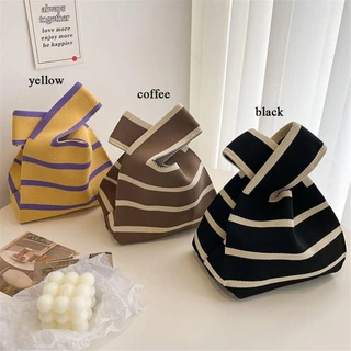 【พร้อมส่ง-ราคารดี】miss bag fashion กระเป๋าถือลําลอง ผ้าถัก ลายสก๊อต แฮนด์เมด รุ่น D-1502