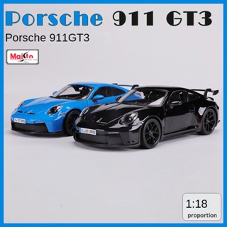 โมเดลรถยนต์ Maisto Mercedes Figure 1:18 Porsche 911 GT3 ของเล่นสําหรับเด็ก