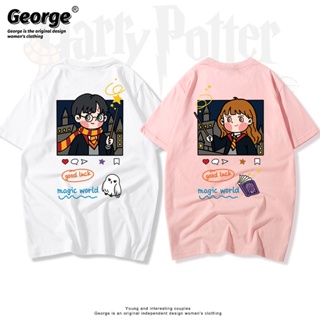 เสื้อยืดแขนสั้น พิมพ์ลาย Harry Potter Hermione INS magic wand แฟชั่นฤดูร้อน สําหรับผู้ชาย และผู้หญิง