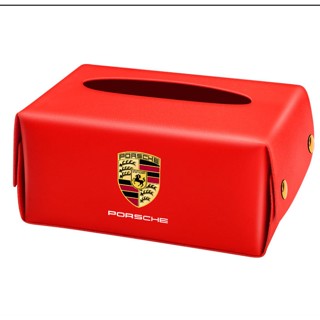 Porsche LOGO tissue box macan Cayenne Cayman taycan 718 Boxster 911 Panamera car seat rear hanging leather material drawer box sun visor storage box