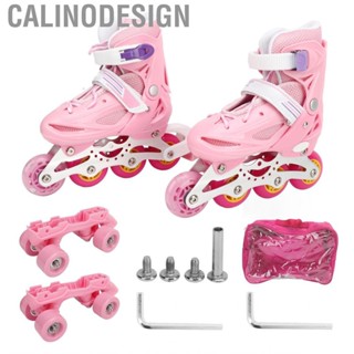 Calinodesign Inline Roller Skates  Safe To Play Adjustable Size Pink High Comfort 31‑34 Children with Double Row Wheel for Outdoor