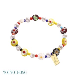 Yoioi สายรัดข้อมือ ประดับลูกปัดเรซิ่น สีแคนดี้ ยืดหยุ่น เครื่องประดับ แฟชั่นฤดูร้อน สําหรับผู้หญิง