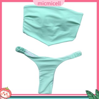 Mic_ Bandeau ชุดว่ายน้ํา บิกินี่ เซ็กซี่ ไม่มีสาย 2 ชิ้น สําหรับกิจกรรมทางน้ํา