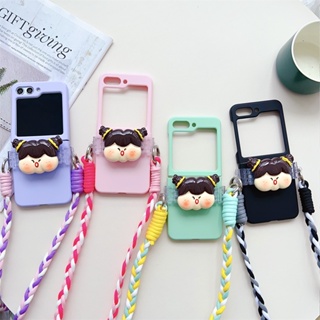 เคสป้องกันโทรศัพท์มือถือ แบบพับได้ มีสายคล้อง หรูหรา สําหรับ Samsung Galaxy Z Flip 3 4 5 5G Z Flip5