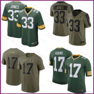 เสื้อกีฬาแขนสั้น ลายทีมชาติฟุตบอล NP2 Green Bay Packers NFL No.33 Jones No.17 Adams Legend Jersey สําหรับผู้ชาย และผู้หญิง PN2