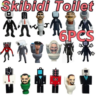 โมเดลตุ๊กตาฟิกเกอร์ Skibidi Toilet Action Figure Speakerman TV Man Monitor Man ของเล่นสําหรับเด็ก เก็บสะสม ของขวัญ 6 ชิ้น