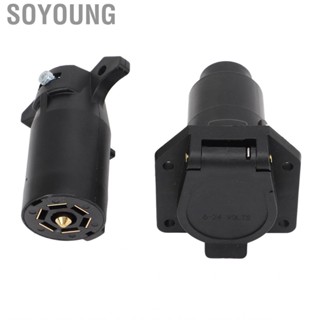 Soyoung 7 Pin Trailer Wiring Adapter Plug Poles Round Connector Dust Cover Light Construction for RV