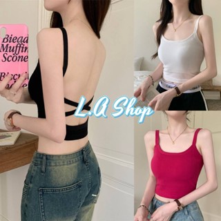 L.A Shop ​พร้อมส่ง เสื้อสายเดี่ยวเสริมฟองน้ำ ไหมพรม โชว์หลังสายคาด "FY5741"