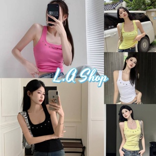 L.A Shop ​พร้อมส่ง เสื้อกล้ามแขนกุด สีพื้นผ้าไหมพรม คอกลมรูเว้าเล็กๆด้านหน้า "M2123" -C