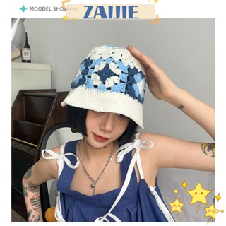 Zaijie24 หมวกบักเก็ต แฮนด์เมด ฉลุลาย น่ารัก ฤดูร้อน