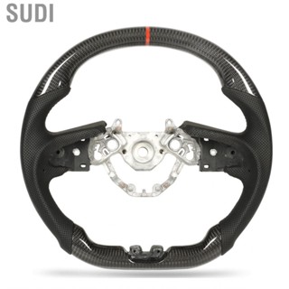 Sudi Carbon Fiber Steering Wheel Perforated Leather Black Stitches Red Stripe Fit for Nissan GT‑R R35 2017‑2023 Car