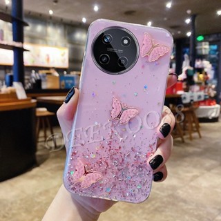 ใหม่ เคสโทรศัพท์มือถือแบบใส แต่งกลิตเตอร์ ลายผีเสื้อ 3D ระยิบระยับ หรูหรา สําหรับ Realme11 NFC RealmeC51 Realme 11 NFC C51 4G 5G 2023