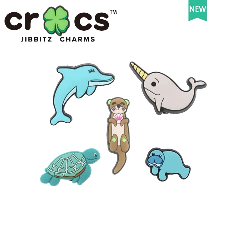 Jibbitz crocs หัวเข็มขัด รูปสัตว์ทะเล ปลาโลมา ม้าน้ํา น่ารัก อุปกรณ์เสริม สําหรับตกแต่งรองเท้า crocs