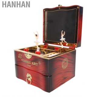 Hanhan Musical Jewellery Storage Box Music Brown Elegant Artistic Melodious for Living Room Earrings Dressing Table