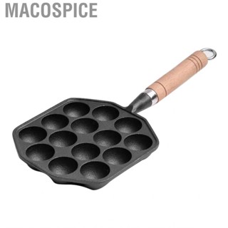 Macospice 14 Holes Takoyaki Pan Nonstick Cast Iron Frying Octopus Balls Mold Maker With Detachable Handle For Home Kitchen