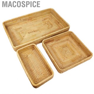 Macospice Rattan Storage   Tabletop Organization Elegant Tray  Breakage Hand Woven for Balcony