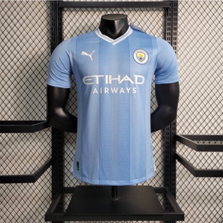 เสื้อกีฬาแขนสั้น ลายทีมฟุตบอล Manchester City คุณภาพสูง ไซซ์ 23-24 ไซซ์ S-2XL