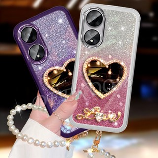 ใหม่ เคสป้องกันโทรศัพท์มือถือซิลิโคน แบบนิ่ม ลายหัวใจ 3D มีกระจก สําหรับ OPPO A38 4G 2023 A38