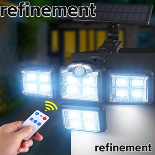 Refinement โคมไฟติดผนัง พลังงานแสงอาทิตย์ 5V COB เซนเซอร์จับการเคลื่อนไหว กันน้ํา 198 LED 4 หัว