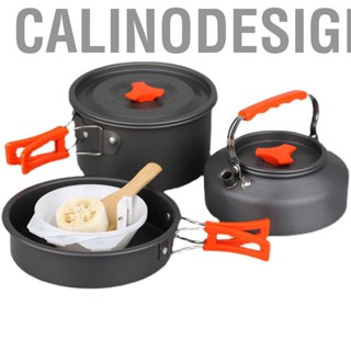 Calinodesign Camping Pot Pan Kettle  Aluminum Alloy Cooking Set Non Stick for Outdoor