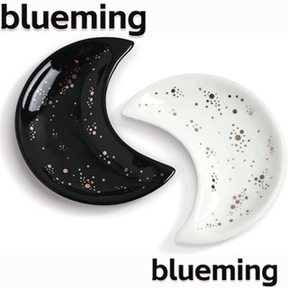 Blueming2 ถาดใส่เครื่องประดับ รูปดวงจันทร์ ขนาดเล็ก สร้างสรรค์ คุณภาพสูง สีดํา และสีขาว 2 ชิ้น