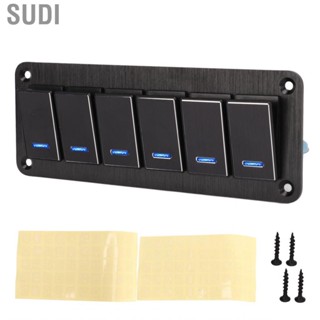 Sudi 6 Gang Marine Boat Toggle Switch Panel  DC12V To 24V 3PIN Blue