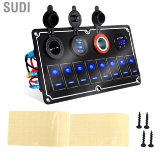 Sudi 8 Gang Rocker Switch Panel 12 to 24V 2 Blue LEDs with DIY  5 Pin  for Cars RVs Yachts Ships