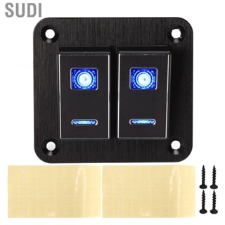 Sudi 2 Gang ON OFF Toggle Switch Panel  Blue Backlit Aluminum Alloy