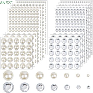Antot สติกเกอร์พลอยเทียม ไข่มุก 4 มม. 5 มม. 7 ขนาด 10 มม. 8 มม. สําหรับติดตกแต่งเล็บ สมุดภาพ แต่งหน้า