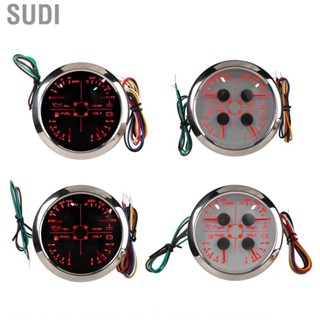 Sudi 4in1 Guage   Fog Glass High Precision Stainless Steel Fuel Level Oil Pressure Water Temp Meter for Car RV Boat Motorcycle