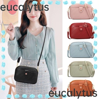 Eucalytus1 กระเป๋าสะพายไหล่ หนัง Pu ทรงสี่เหลี่ยม แต่งซิป สีพื้น สําหรับผู้หญิง