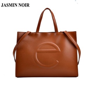 Jasmin NOIR กระเป๋าถือ กระเป๋าสะพายไหล่ หนัง PU ทรงโท้ท ทรงสี่เหลี่ยม ขนาดใหญ่ สําหรับสตรี