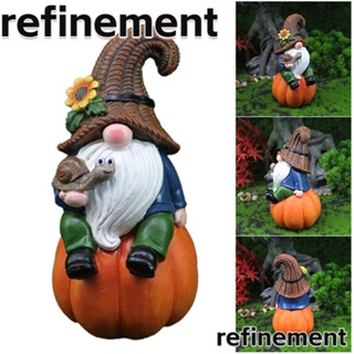 Refinement ฟิกเกอร์เรซิ่น รูปฟักทอง โนม โนมน่ารัก ขนาดเล็ก สร้างสรรค์ ฤดูใบไม้ร่วง สําหรับตกแต่งสวน กลางแจ้ง