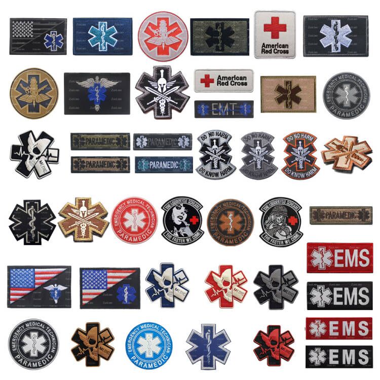 แผ่นแพทช์เวลโคร ปักลาย Star of life 3D สําหรับติดตกแต่งเสื้อแจ็กเก็ตกู้ภัย