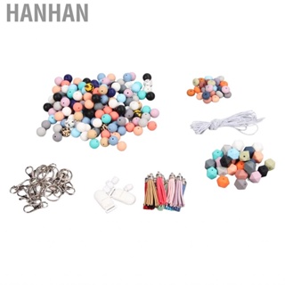 Hanhan Keychain Making Kit Widely Used Safe Durable Bright Vibrant Bracelet Beads Easy To Clean with Keyrings Tassels for Craft