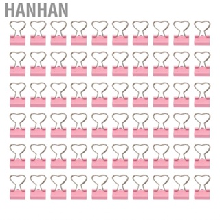 Hanhan Metal Binder Clips Pink Strong Clamping Force Paper Heart Shaped Handle Rust Protection for Student Clothes