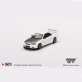 MINI GT 1: 64 Nissan Skyline GTR R34 501 #Alloy โมเดลรถยนต์หล่อ เหมาะกับของขวัญ ของเล่นสําหรับเด็กผู้ชาย โมเดลรถยนต์