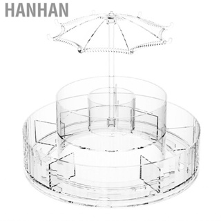 Hanhan Rotating Makeup Organizer  Multi Partition Sturdy Cosmetics Storage Box Beautiful for Home Bathroom Bedroom