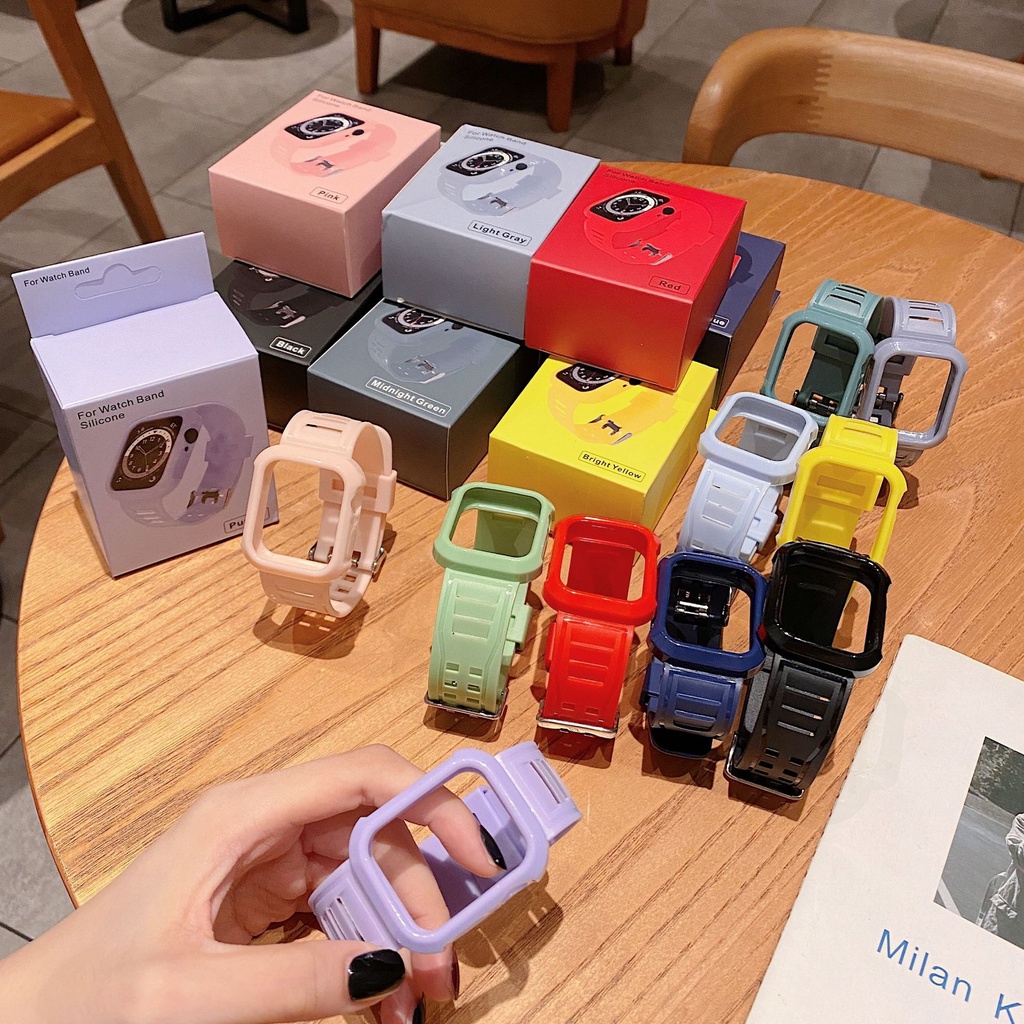เคส+สายสำหรับ Apple Watch SE Series 7/6/5/4/3/2/1 ขนาด 38mm/40mm/41mm/42mm/44mm/45mm เคสApple Watch 